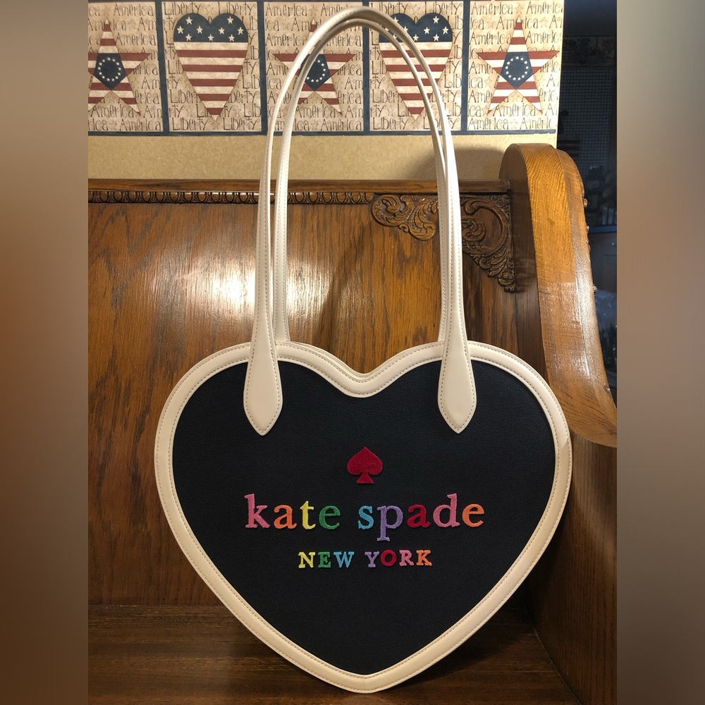 NWT-Kate Spade-Rainbow🌈Collection-Love Shack-Large Heart💙Tote-Blazer Blue-$429
